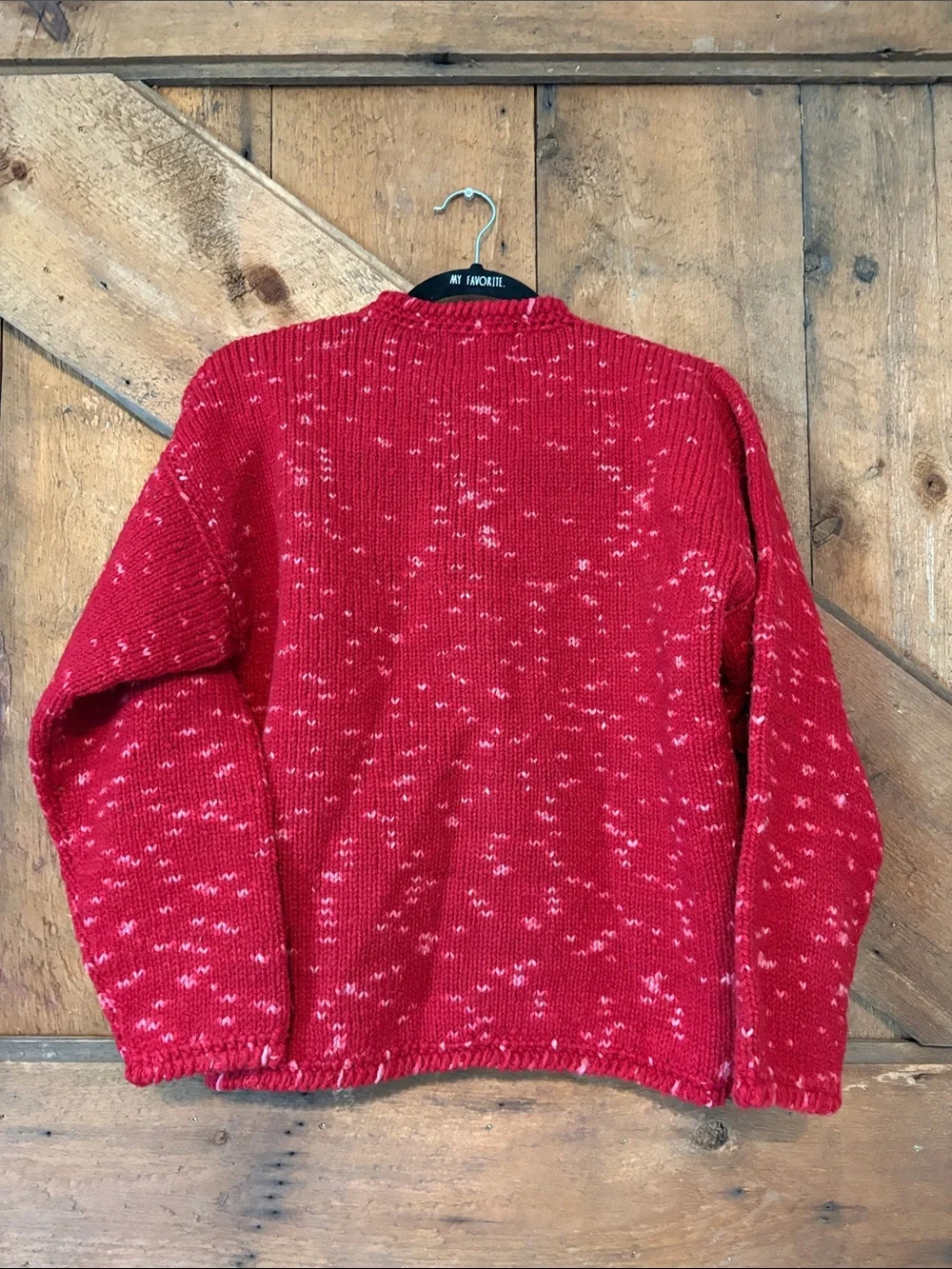 Vintage Purple Mountain Weather Gear Red Speckled Cardigan Sweater Womens S/M